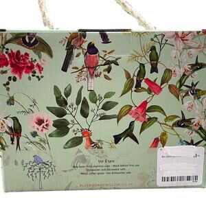 BRITISH TEA SHOP Spring Floral Hummingbird 2 Espresso Cups & 2 Coffee Spoons NEW